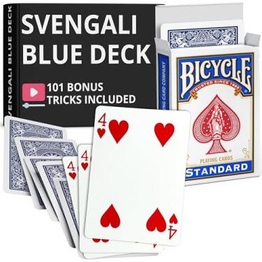 Imagem de Ted's Sterling Magic Precision Blue Rider Back Bicycle Svengali Deck with Instructions for 100+ Tricks (4 of Hearts)