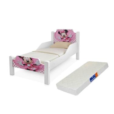 Imagem de Cama para menina da Minnie com proteção lateral + colchão