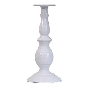 Imagem de Castiçal de mesa de ferro forjado preto e branco de cabeça única castiçal decoração de casamento castiçal castiçal (tamanho: latão) ()