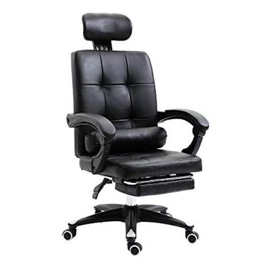 Imagem de Computador ergonômico giratório mesa de computador com apoio para os pés escritório altura ajustável couro executivo computador para dormitório estudo feito