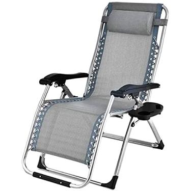 Imagem de UISLA Cadeira reclinável de tecido, espreguiçadeira, jardim com suporte de copo com encosto de cabeça