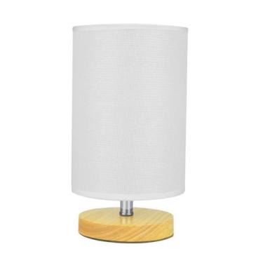 Imagem de Abajur de Mesa Madeira Redondo Branco 25,5cm x 14cm 40W - FIX