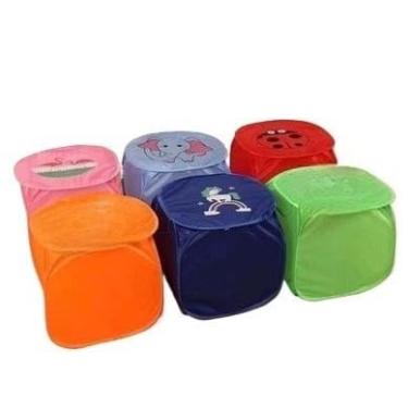 Imagem de Cesto Organizador de Brinquedos Roupas Objetos Dobrável com Tampa (Aleatorias)