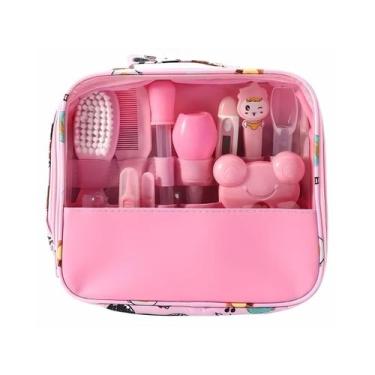 Imagem de Kit Higiene Cuidados Bebê Bolsa Infantil 13 peças - Genérico, Rosa Cla
