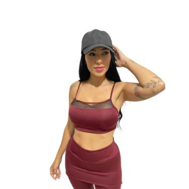 Imagem de Top alcinha tule com bojo removível TB moda fitness academia e ginásti