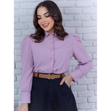 Imagem de Camisa Social Feminina Manga Longa Elegante Moderna - Fashion, Lilás, 