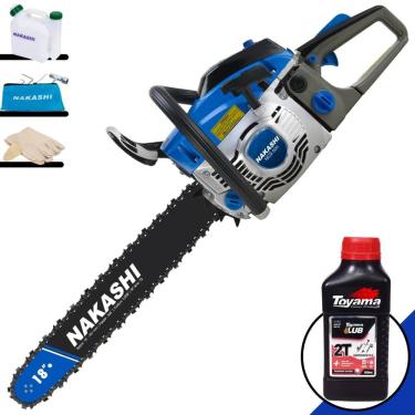 Imagem de Motor Serra À Gasolina Nakashi NCS500 49,3cc Carburador Walbro e Vela NGK Profissional Com Carcaça de Magnésio e Sabre 18 Polegadas + ÓLEO TOYAMA EXTR