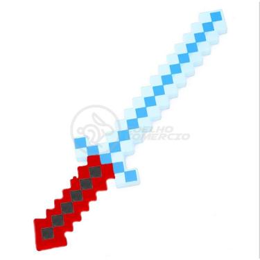 Imagem de Kit Brinquedo Espada Pixel Minecraft 58cm C/Som Luz+3 Pilhas