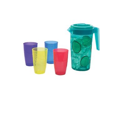 Imagem de Conjunto Jarra 2L + 4 Copos Coloridos em Plástico ( 25099 )