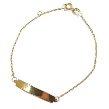 Imagem de Pulseira de Ouro 18K Infantil  Plaquinha Corrente