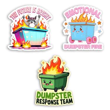 Imagem de Set 3Pcs The Future is Bright, Emotional Dumpster Fire, Dumpster Response Team Sticker Funny Raccoon Humor Sarcastic Waterproof 2 Inches Die-Cut Vinyl for Water Bottle Laptop Phone for Christmas Gift