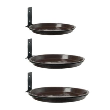 Imagem de Whtkoph 3x Alimentador de pássaros de parede, resistente às intempéries, bandeja de água para banho de pássaros, para cerca externa, jardim, poste de madeira,