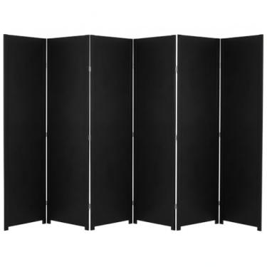 Imagem de Biombo Liso Sanfonado Com Dobradiça Fechado Pintado Divisor De Ambiente Preto ou Branco Jt Home (PRETO, 6 FOLHAS DE BIOMBO)