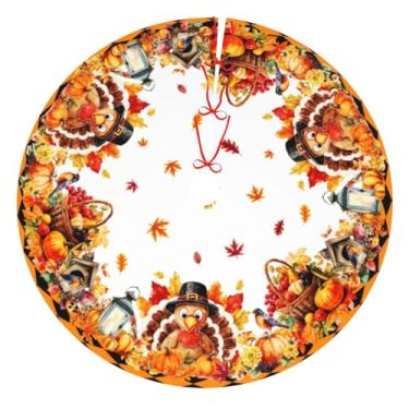 Imagem de Saia tradicional de árvore de Natal de peru de Ação de Graças, Abóbora, Tapete para Festa de Natal, Enfeites de Natal, 91 cm