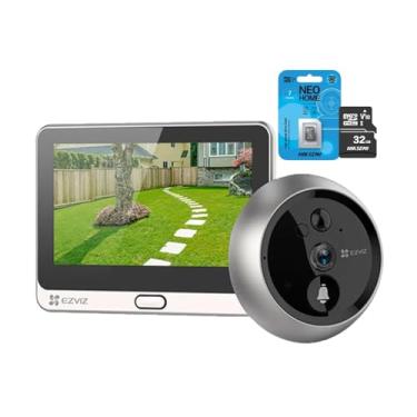 Imagem de Campainha Inteligente DP2C com Olho Mágico Wi-Fi, Visor Interno FULL HD e Cartão 32GB – Detecção de Movimento e Visão Noturna