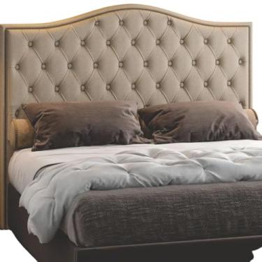 Imagem de Cabeceira Estofada Cama Box Queen 1,60 Viana para Quarto em Linho Bege - Larbelle