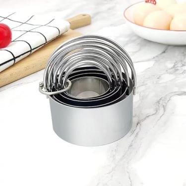 Imagem de Cortador de biscoito, conjunto de cortadores de biscoito (conjunto de 5 peças), cortador de biscoitos redondo com alça, ferramentas profissionais de massa de cozimento, pacote de presente