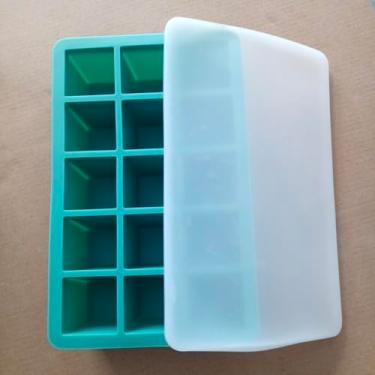 Imagem de Bandeja de gelo de silicone verde com 15 compartimentos, ecológica, fácil de usar, perfeita para casa