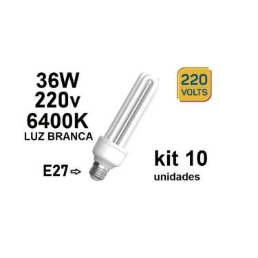 Imagem de Kit 10 Lâmpada Fluorescente 36W 220V 3U 6400K E27 Luz Branca