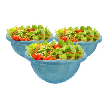 Imagem de 3 Saladeira 5l Plastico Bacia Multiuso Grande Salada - LTG, Azul