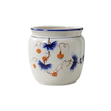 Imagem de Vasos de plantas Vaso de cerâmica pintado à mão branco para sala estar com furo drenagem para uso interno e externo