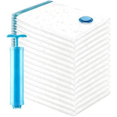 Imagem de Kit 3 5 10 Saco A Vacuo 50x60cm PP PE Transparente Bomba Manual Anti Umidade Mala Viagem Guarda Roupa Sacos A Vacuo Para Mala(5,COM BOMBA)