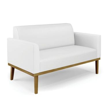 Imagem de Sofá Namoradeira Base De Madeira Fixa Castanho Marisa Corino D03 - D?rossi Cor Branco