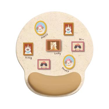 Imagem de Mouse pad de suporte de pulso Cute Cat Design em tecido de seda leitosa