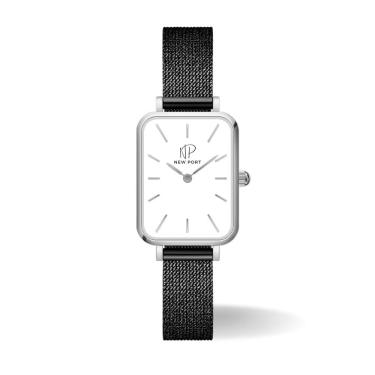 Imagem de Relógio Feminino Quadrado prata Vermont Black Silver minimalista New Port