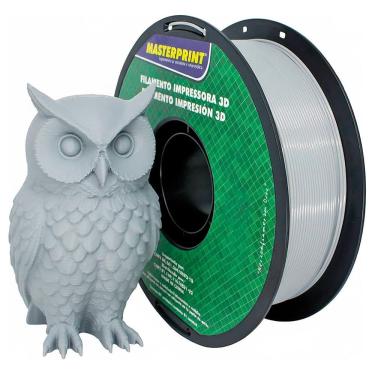 Imagem de Filamento de Impressora 3D PLA Cinza 1.75mm 1KG Cor Brilhante Textura Macia Masterprint Filamento 3D