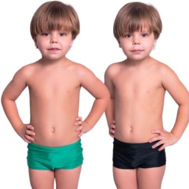 Imagem de KIT 2 Sunga Box Infantil Básica Lisa Vekyo Confortavel Para Piscina Mo