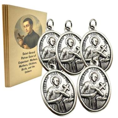 Imagem de Westmon Works Conjunto de medalhas St Gerard a granel pacote de medalhões de metal italianos com cartões sagrados feitos nos EUA, 5 de cada