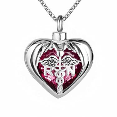 Imagem de Colar de urna Always In My Heart para cinzas, joia de cremação, lembrança, à prova d'água, pingente memorial para mãe, pai, avó, cinza, Pedra, Sem Pedra Preciosa