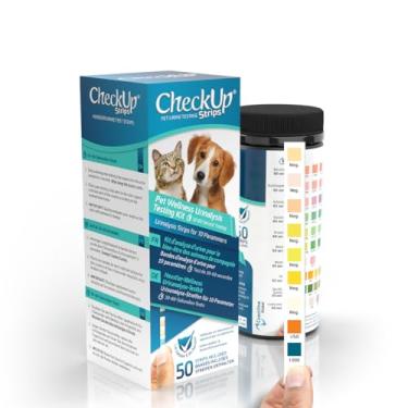 Imagem de CheckUp 10 Parameters Urine Test Strips for Cat and Dog x 50, Monitoring pet Health, Detects Urobilinogen, Glucose, Bilirubin, Ketone, Specific Gravity, Blood, pH, Protein, Nitrite, Leukocytes