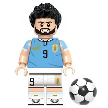 Imagem de Boneco jogador futebol bloco de montar escolha, SUAREZ