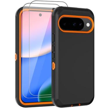 Imagem de Aimoll-88 Capa para Google Pixel 10/Pixel 10 Pro com 2 protetores de tela resistente contra quedas, capa protetora de celular à prova de poeira para Pixel 9/9 Pro (laranja)