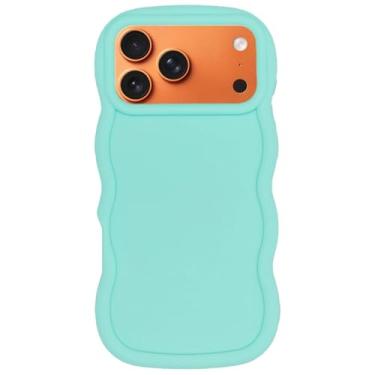 Imagem de WOGROO Capa Slim Fit para iPhone 17 Pro Max de 6,9 polegadas, moldura ondulada, capa protetora fina de TPU macio para mulheres, ciano claro