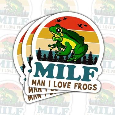 Imagem de (3 peças) Funny Man I Love Frogs Milfs Milfs Adulto Piada Humor Sapo Amante Sapo Amor Adesivo de Presente - Laptop Garrafa de Água Copo Carro Caminhão Para-choques Capacete Telefone Parede Janela