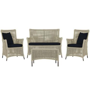 Imagem de Jogo Sofá 2 Poltronas E Mesa Igapó Marrom E12 Trama Original Rami