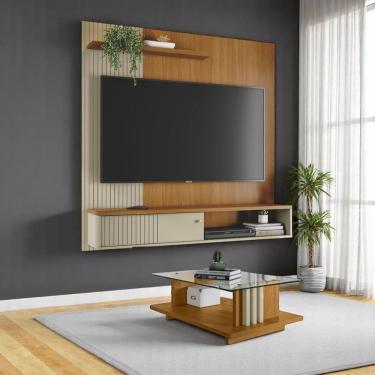 Imagem de Conjunto Painel C/ Bancada Suspensa E Mesa De Centro Indianapolis Cumaru/opala