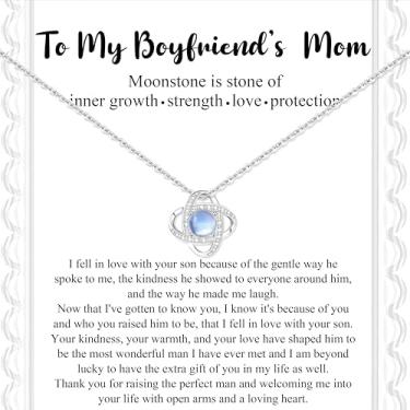 Imagem de JoycuFF Colar de corrente de aço inoxidável com pedra da lua, presente de dia das mães para mãe, irmã, namorado, mãe e amigas, Aço inoxidável, Sem Pedra Preciosa