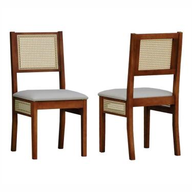 Imagem de Kit 2 Cadeiras Urban Lateral E Encosto Telinha Natural Assento Estofado - Amêndoa Corano Bege