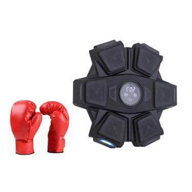 Imagem de Dynwave Máquina de boxe inteligente, alvo de parede, almofada de socos, equipamento de boxe montado na parede, foco no treinamento, alvo de parede de boxe, Luvas Pretas para Adultos