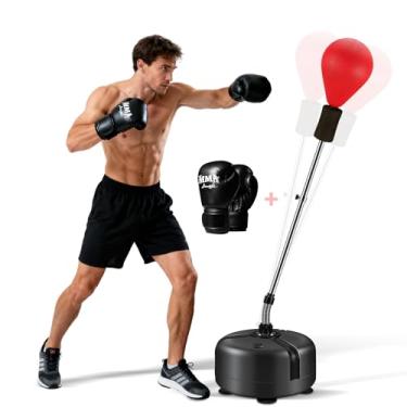 Imagem de Saco de pancadas com suporte, bolsa reflexa com luvas de boxe, bolsa de boxe para adolescentes e adultos, altura ajustável – bolsa de velocidade para treinamento, equipamento de boxe, base resistente