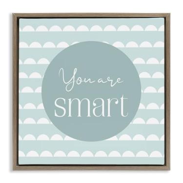 Imagem de Stupell Industries Arte de parede em tela flutuante com moldura dourada You Are Smart Affirmation, design de Christine Simpson Art, 18 x 18
