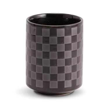 Imagem de Xícara de chá de cerâmica japonesa Mino-yaki, Yunomi esmaltado preto do Japão, 220 ml, grés tradicional para chá verde, Hojicha e café, pode ser lavado na lava-louças (Ichimatsu preto)