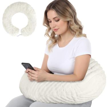 Imagem de Blulu Almofada de jogos para suporte de colo de flanela macia para trabalho, crochê e leitura para descanso de braço grande e almofada de apoio de cotovelo sentado na cama ou sofá, reduz a dor no