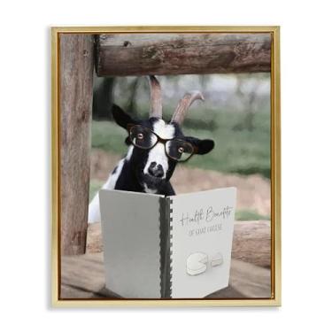 Imagem de Stupell Industries Health Benefits of Goat Cheese Gold Framed Floater Canvas Wall Art, design por Lori Deiter, 78 x 63 cm