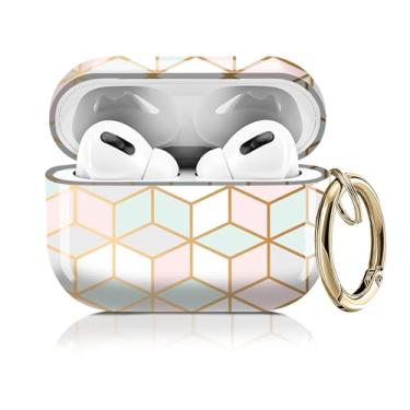 Imagem de Capa compatível com AirPod Pro 2ª/1ª geração 2023/2022/2019, capas fofas com chaveiro dourado para Air Pod Pro 2 e 1, para homens, mulheres e meninas (mármore)