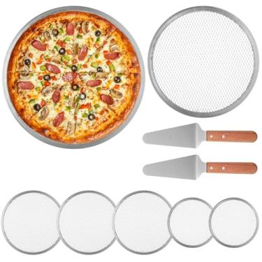 Imagem de Conjunto de panelas de malha de pizza de 25,5 cm e 30,5 cm, telas de alumínio para crostas crocantes, ferramenta de cozimento de pizza de qualidade comercial